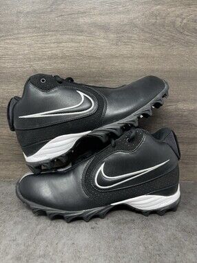 Nike Vick II Football Cleats Kids Size 3.5 Youth Vintage Black White 310944-011